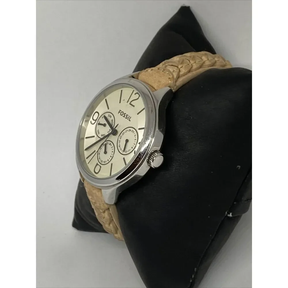 Fossil BQ3249 Women's Leather White Analog Dial Quartz Genuine Wrist Watch JK739